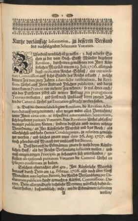 Kurtze vorläuffige Information, zu besserem Verstand des nachfolgenden Schematis Votorum.