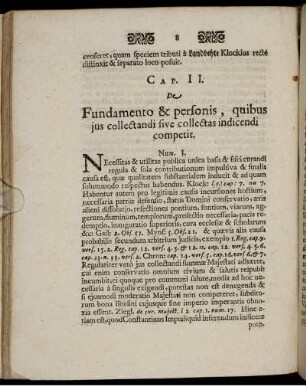 Cap. II. De Fundamento & personis, quibus ius collectandi sive collectas indicendi competit.