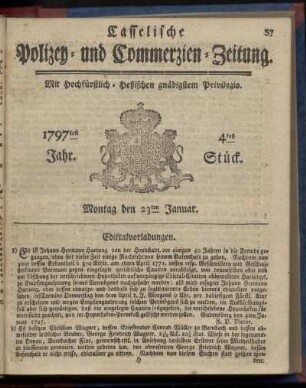 4tes Stueck, Montag den 23ten Januar 1797