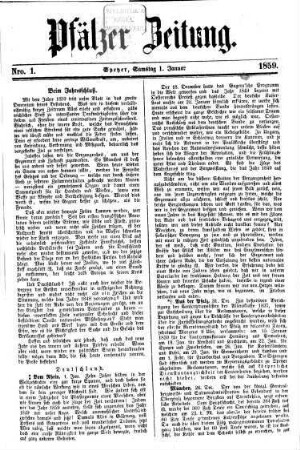 Pfälzer Zeitung. 1859, [1] = Jan. - Juni