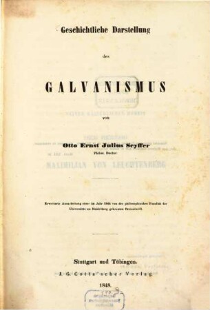Geschichtliche Darstellung des Galvanismus
