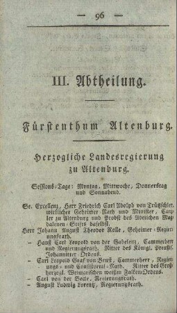III. Abtheilung : Fürstenthum Altenburg