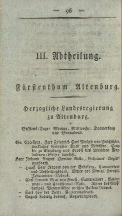 III. Abtheilung : Fürstenthum Altenburg