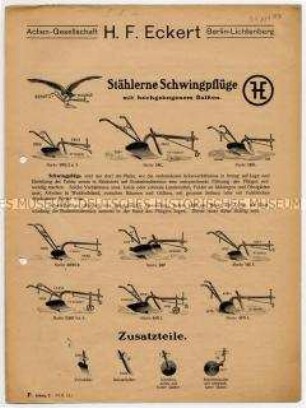Stählerne Schwingpflüge mit hochgebogenem Balken