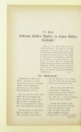 VI. Teil. Erkenne Gottes Walten in deines Volkes Geschichte!