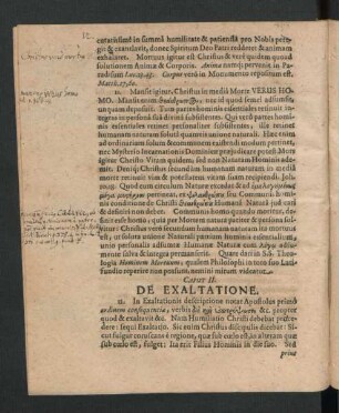 Caput II. De Exaltatione.