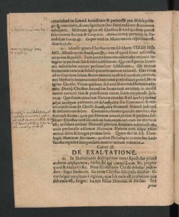 Caput II. De Exaltatione.