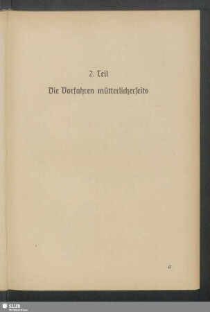 2. Teil. Die Vorfahren mütterlicherseits
