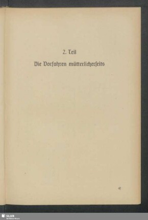2. Teil. Die Vorfahren mütterlicherseits