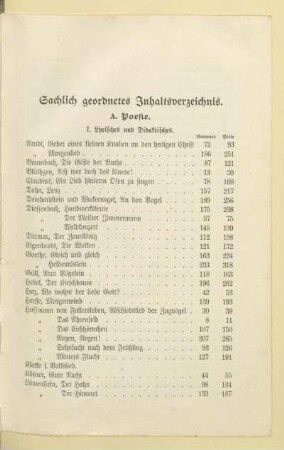 Sachlich geordnetes Inhaltsverzeichnis