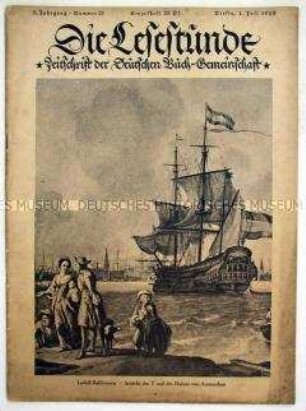 Literaturzeitschrift "Die Lesestunde" mit Neuerscheinungen der Deutschen Buch-Gemeinschaft und zur Großen Berliner Kunstausstellung