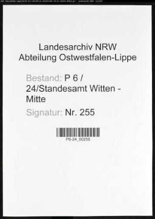 Sterberegister Standesamt Witten-Mitte