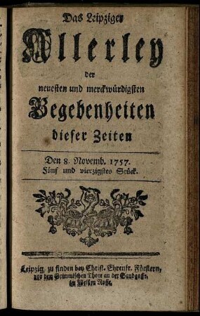 Den 8. Novemb. 1757. Fünf und vierzigstes Stück.