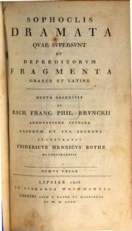 Sophoclis Dramata quae supersunt et deperditorum fragmenta Graece et Latine, 1