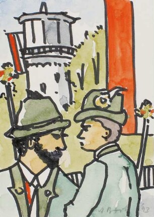 Postkarte Alfred Book, zwei Schützen (1993)