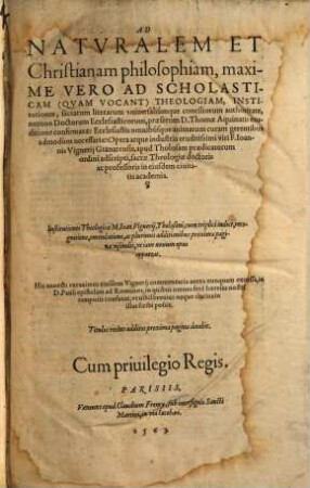 Ad naturalem ... philosophiam christianam ... Institutiones