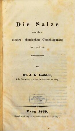 Die Salze aus dem electrochemischen Gesichtspunkte betrachtet