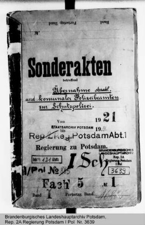 Übernahme von staatlichen und kommunalen Polizeibeamten zur Schutzpolizei