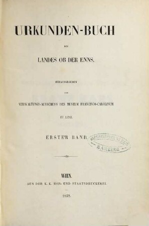 Urkunden-Buch des Landes ob der Enns, 1