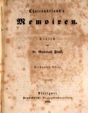 Chateaubriand's Memoiren, 7