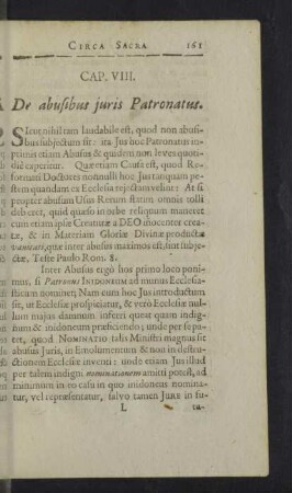 Cap. VIII. De abusibus juris Patronatus.