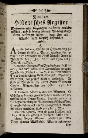 Kurtzes Historisches Register