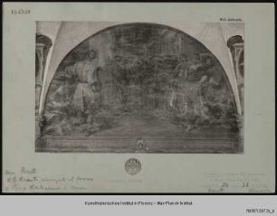 Freskenzyklus mit Darstellungen zu den Ursprüngen des Servitenordens : Manetto dell'Antella übergibt Filippo Benizzi die Ordensführung (1268)