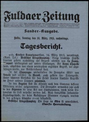 Ausgabe vom Sonntag, den 14. März 1915.