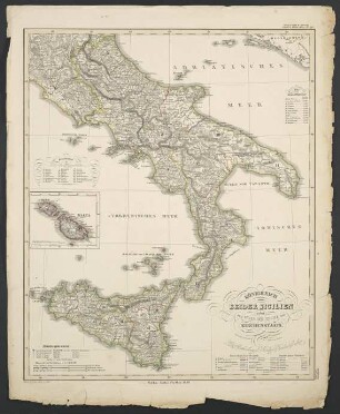 Königreich Beider Sicilien nebst dem Südlichen Theile des Kirchenstaats [Hand-Atlas über alle Theile der Erde nach dem neuesten Zustande und über das Weltgebäude]
