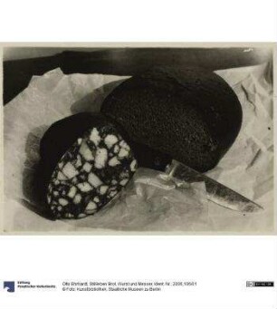Stillleben Brot, Wurst und Messer