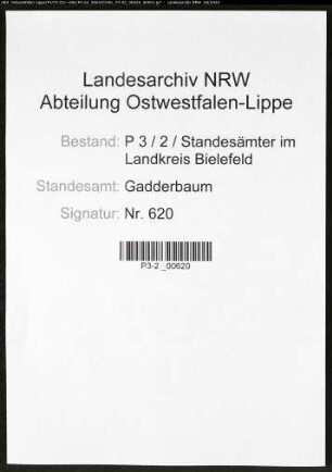 Sterberegister Standesamt Gadderbaum