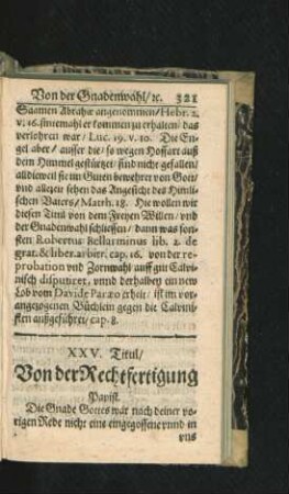 XXV. Titul/ Von der Rechtfertigung