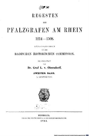 Regesten der Pfalzgrafen am Rhein : 1214 - 1508, 2