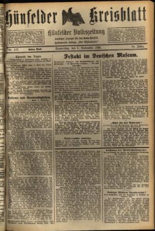 Erste Ausgabe vom Donnerstag, den 06. September 1928.