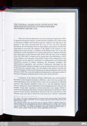 The Central Legislative Councils In The Nineteenth Century Ottoman Reform Movement Before 1876