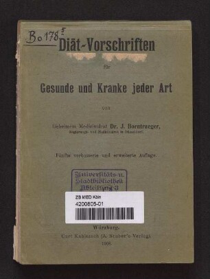 Diät-Vorschriften für Gesunde und Kranke jeder Art