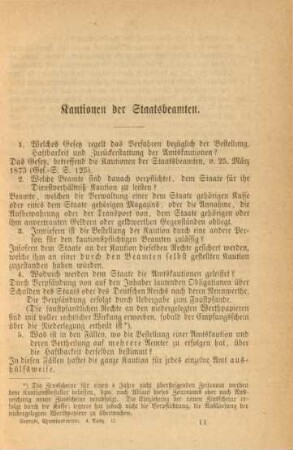 Kautionen der Staatsbeamten