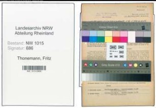 Entnazifizierung Fritz Thonemann , geb. 24.01.1901 (Kaufmaennischer Angestellter)