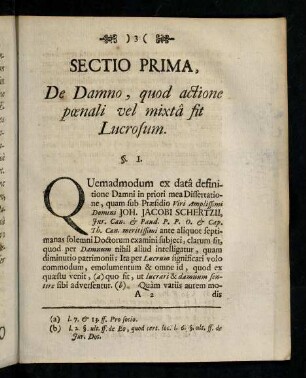 3-20, Sectio Prima - Sectio Secunda