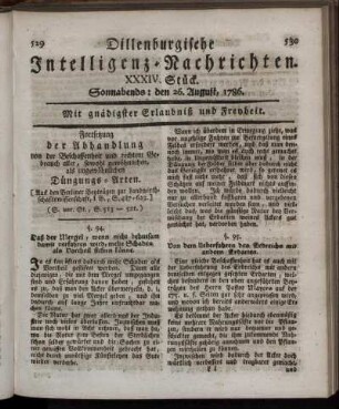 XXXIV. Stück. Sonnabends: den 26. August, 1786.
