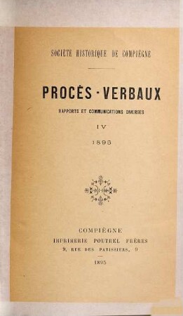 Procès-verbaux : rapports et communications diverses. 4. 1895