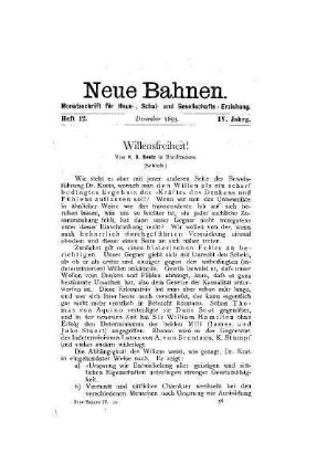 Willensfreiheit! : (Schluß)