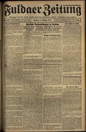 Erste Ausgabe vom Freitag, den 14. Oktober 1932.