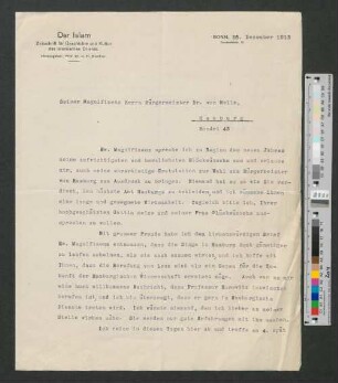Brief an Werner von Melle