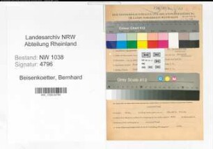 Entnazifizierung Bernhard Beisenkoetter , geb. 11.03.1883 (Rechtsanwalt)