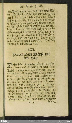 XXII. Pulver gegen Kröpfe und dicke Hälse