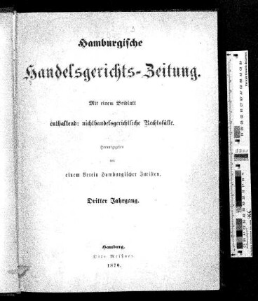 3.1870: Hamburgische Handelsgerichts-Zeitung
