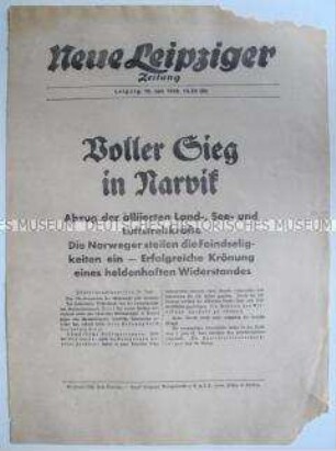 Extrablatt der "Neuen Leipziger Zeitung" zum Abzug der britischen Kriegsflotte aus dem Raum Narvik