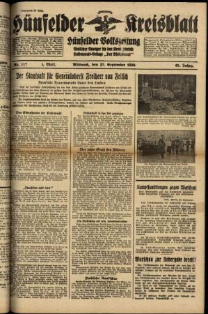 Erste Ausgabe vom Mittwoch, den 27. September 1939.