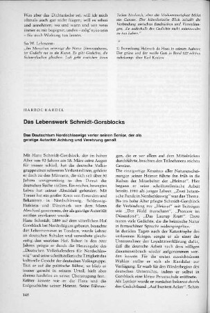 Das Lebenswerk Schmidt-Gorsblocks